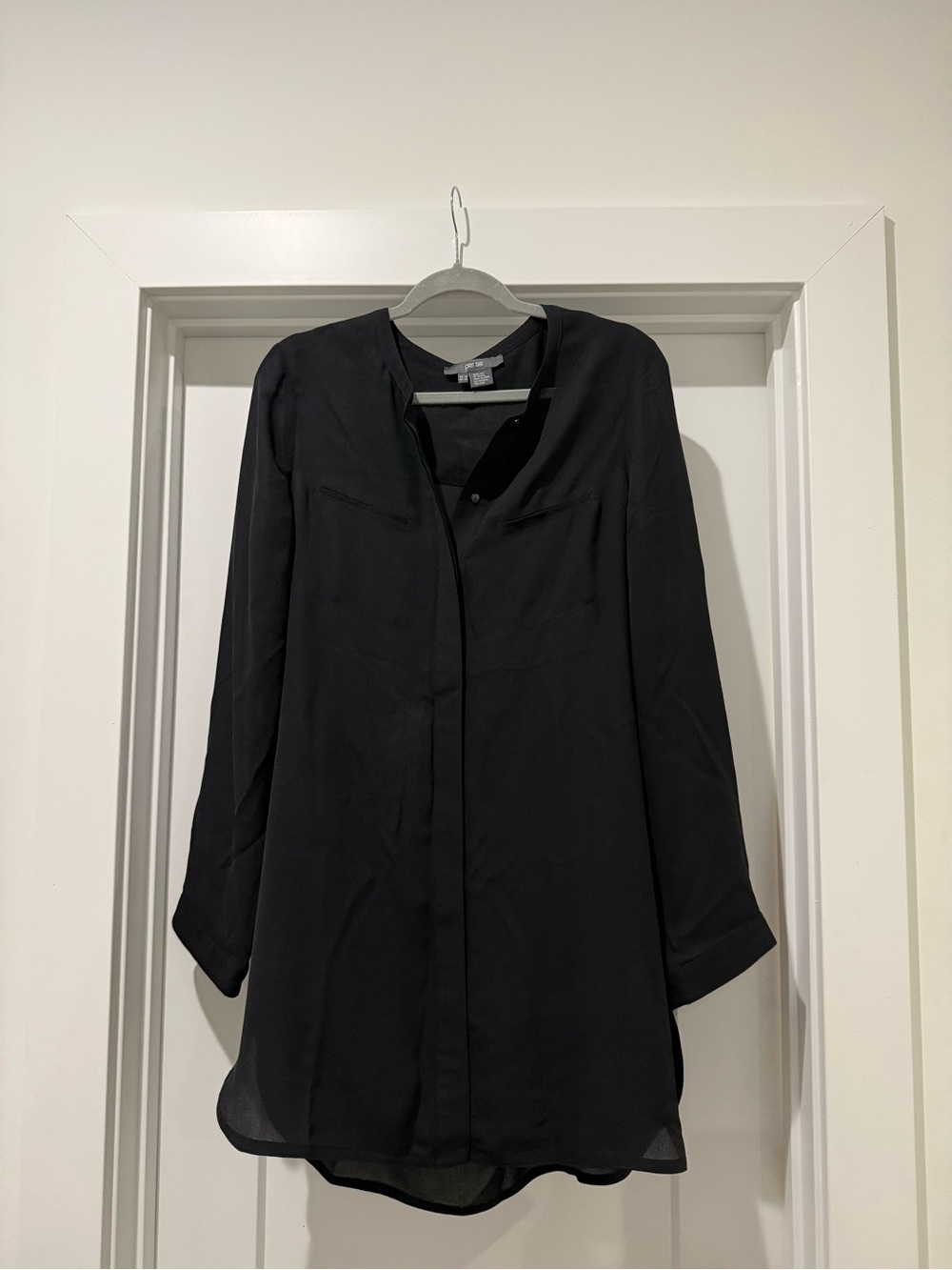100% Silk Black Lightweight Women's Blouse / Midi Dress